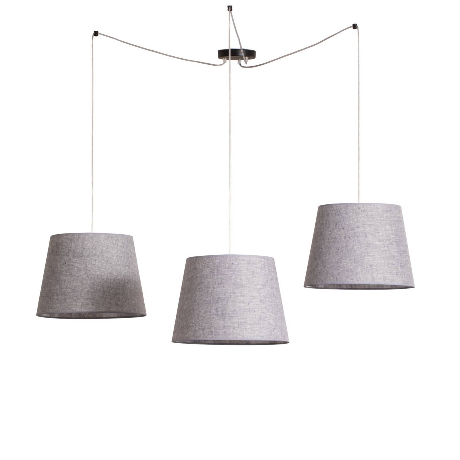 Pendellampe Ascot, grau, Stoff, 3-flg., dezentral