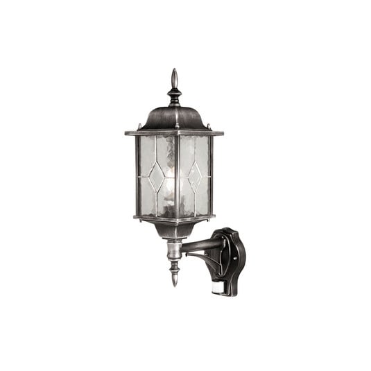 Wexford buitenwandlamp met sensor, zwart/zilver, IP44 - Elstead