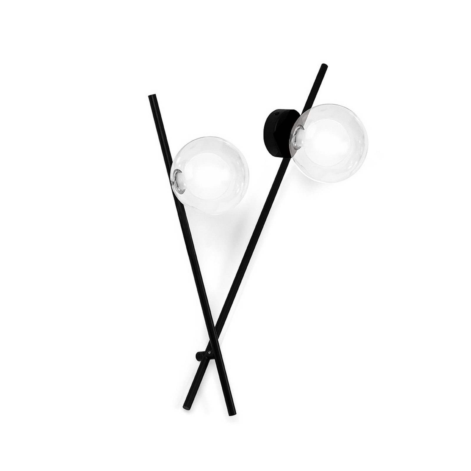 Miloox By Sforzin Μαύρο, Διάφανο, Οπαλ Φωτιστικό Τοίχου Mikado, Διάφανο/Παγωμένο, 2-Φωτο