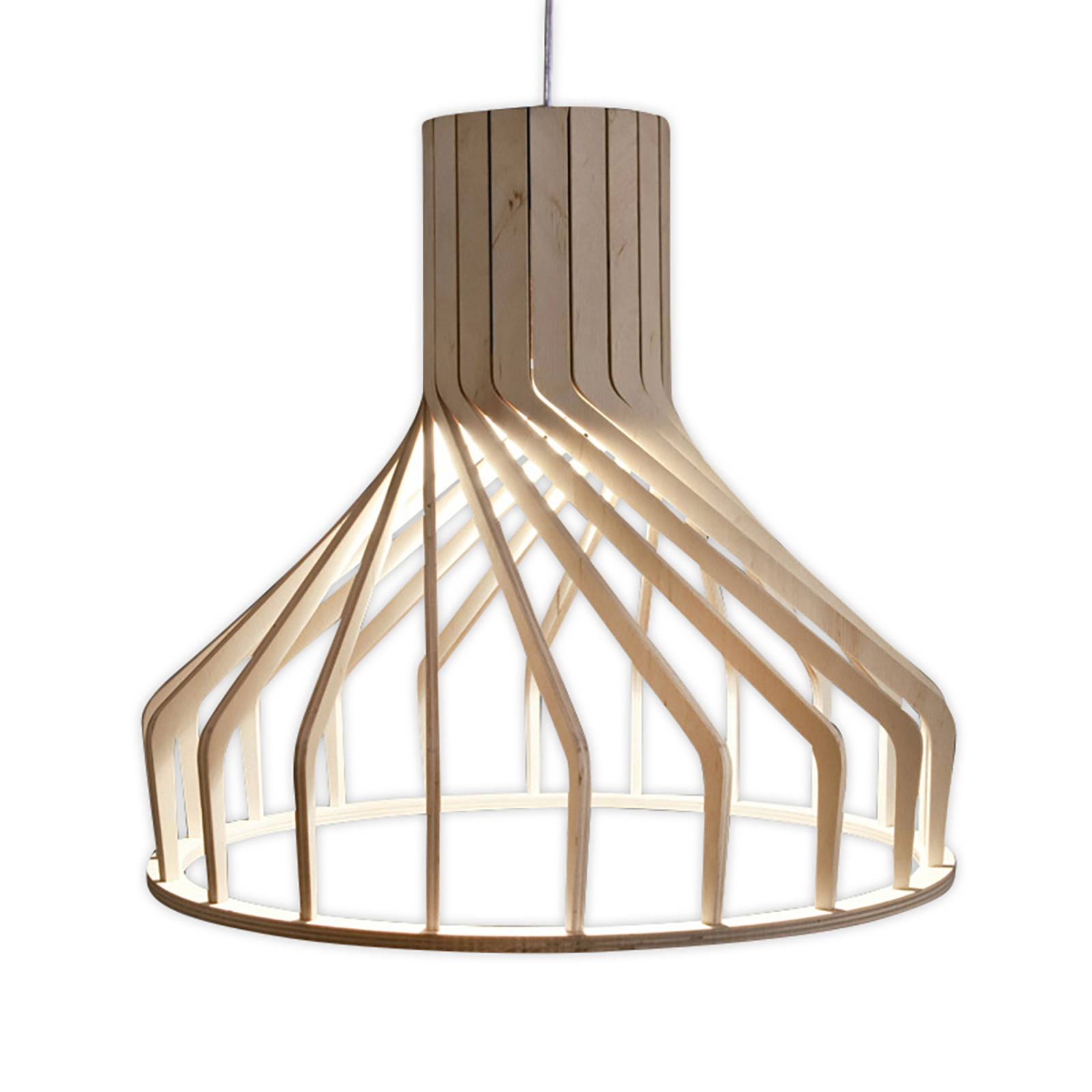 Suspension Bio S avec abat-jour en bois E27