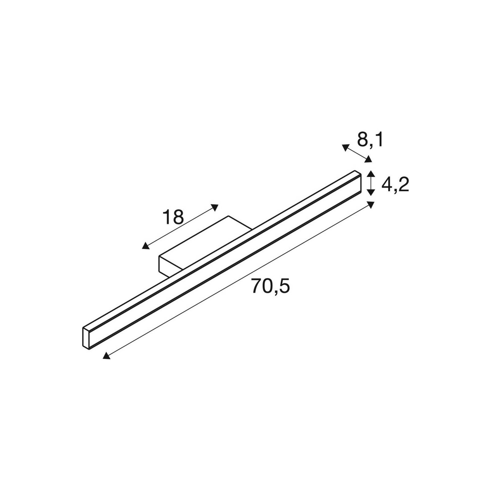 SLV LED bathroom wall light One Linear, 70 cm, white, metal, CCT