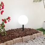 Lindby LED napelemes lámpa Lago, Ø 25 cm, gömb, földi tüske, fehér