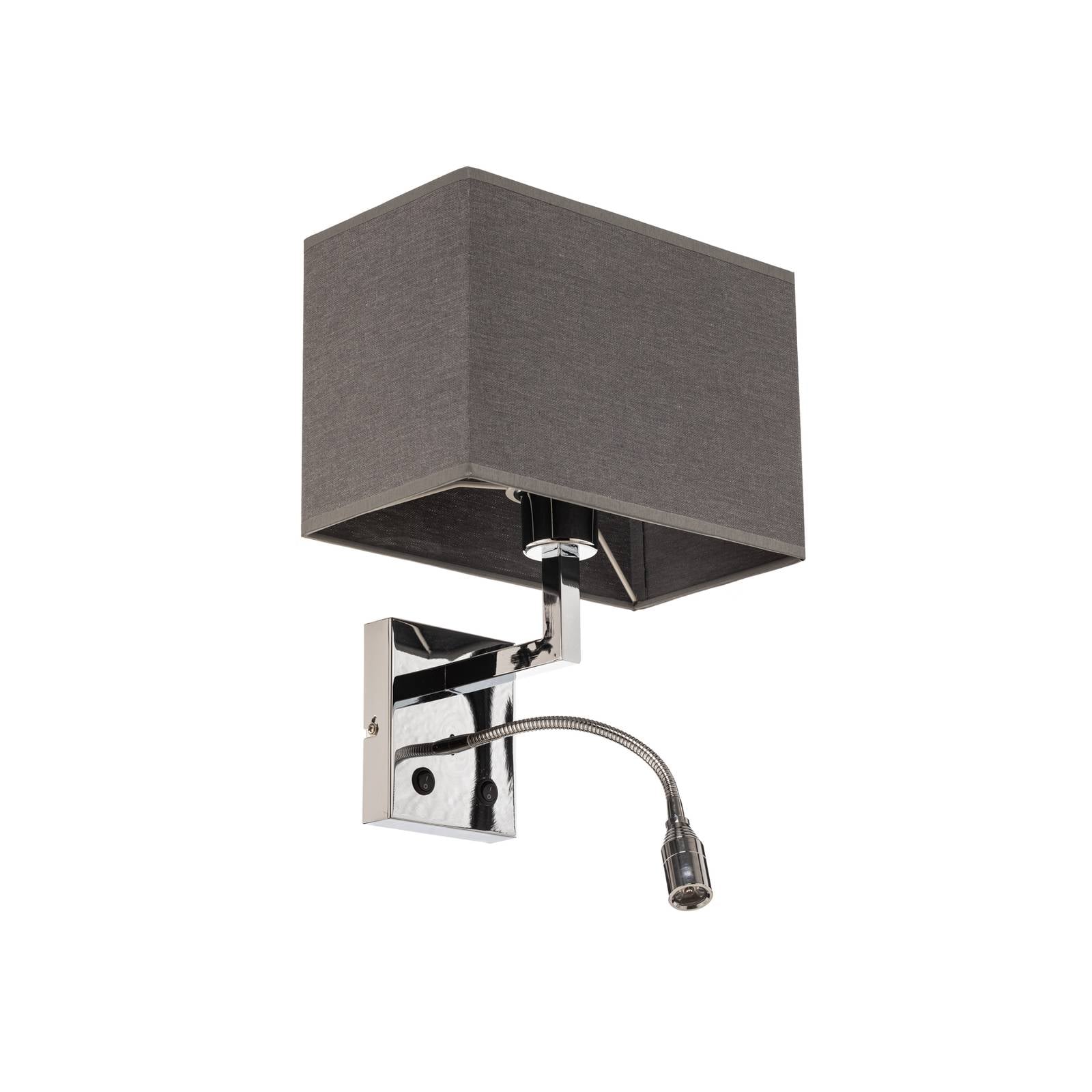 Wandlampe Hotel mit Flexarm und Textilschirm, grau