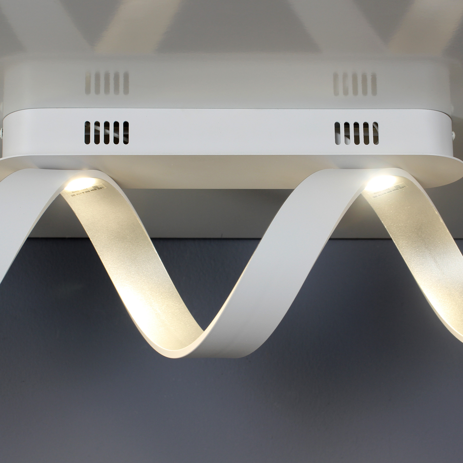 Helix LED ceiling light in white and silver