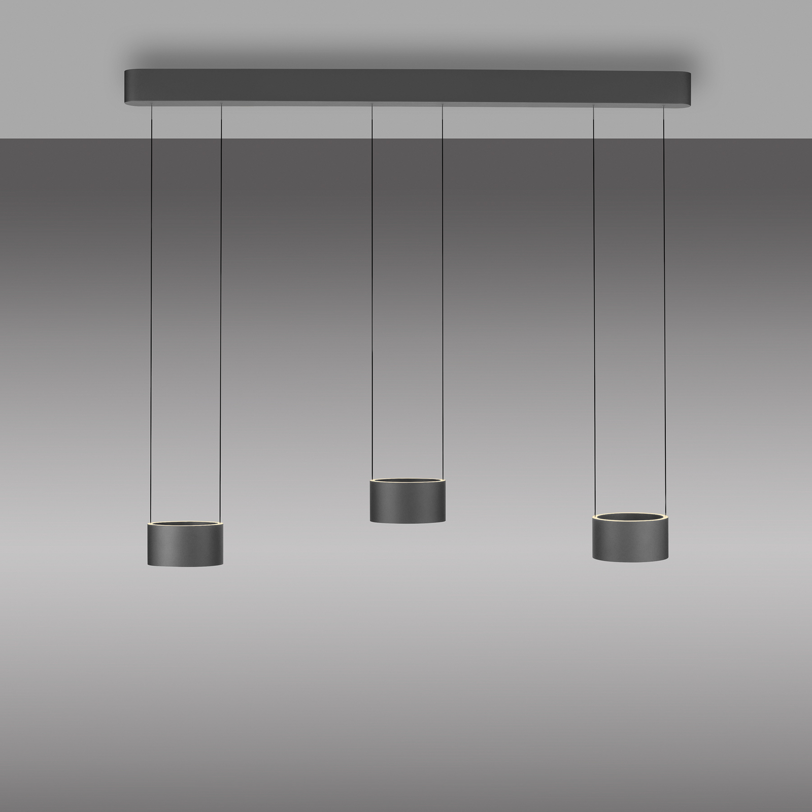 PURE LED-Hängelampe Clipse, grau, Länge 110 cm, CTT, 6-flg.