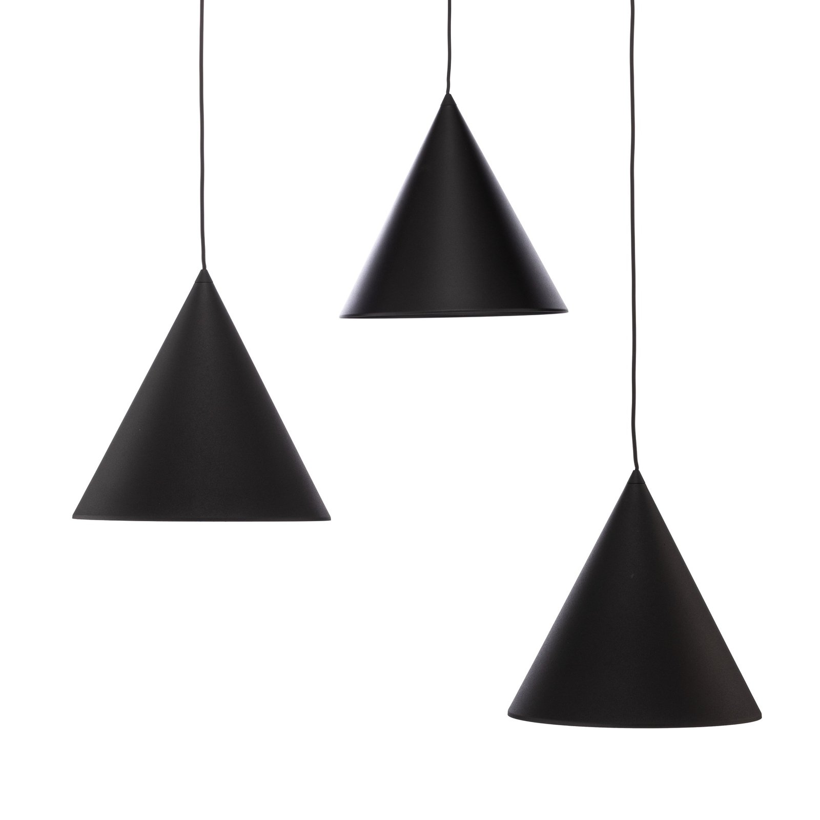 Hanging light Cono 3-bulb decentralised lampshade 32 cm black