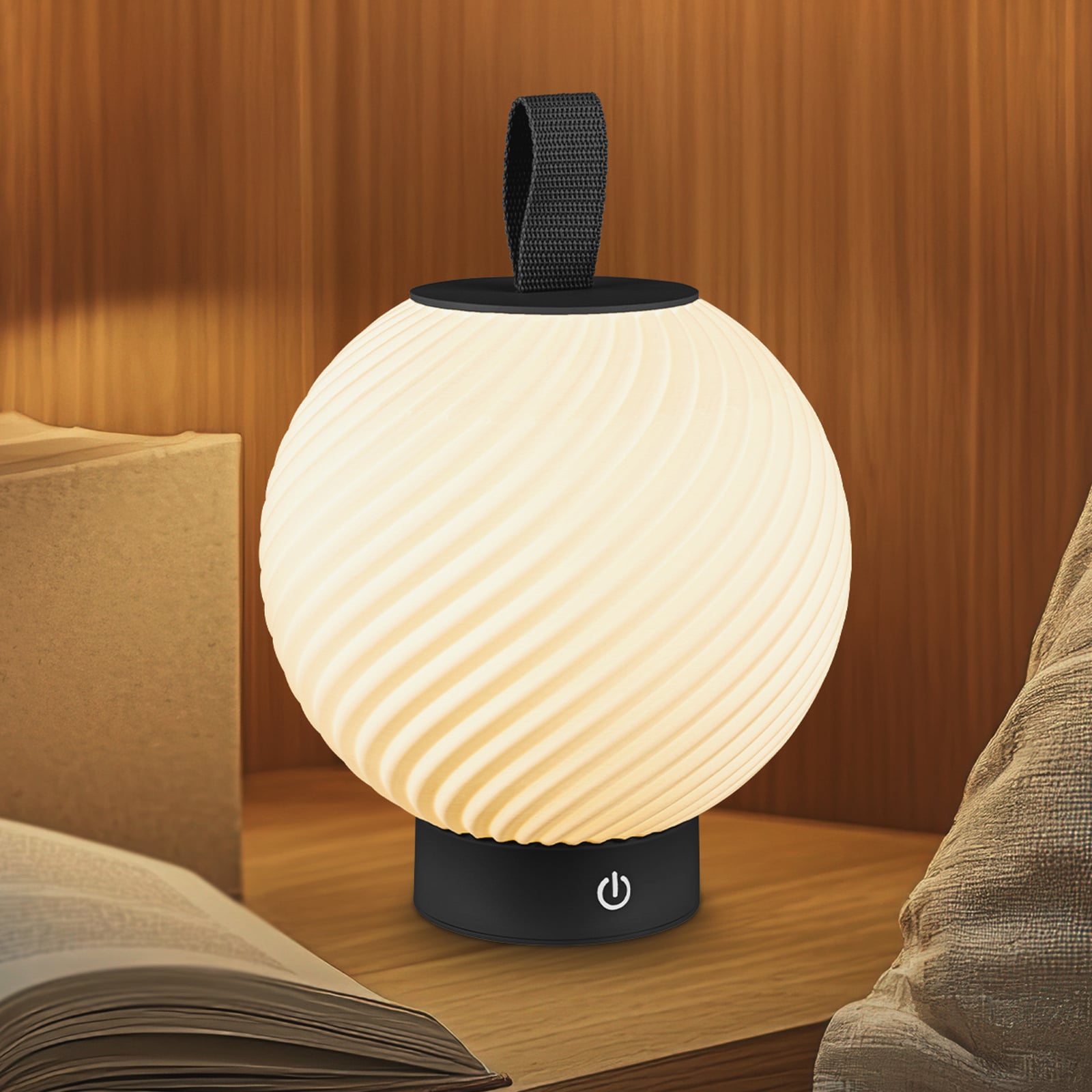 LED-Akku-Tischlampe Brilo unplugged Globe, schwarz/weiß IP44