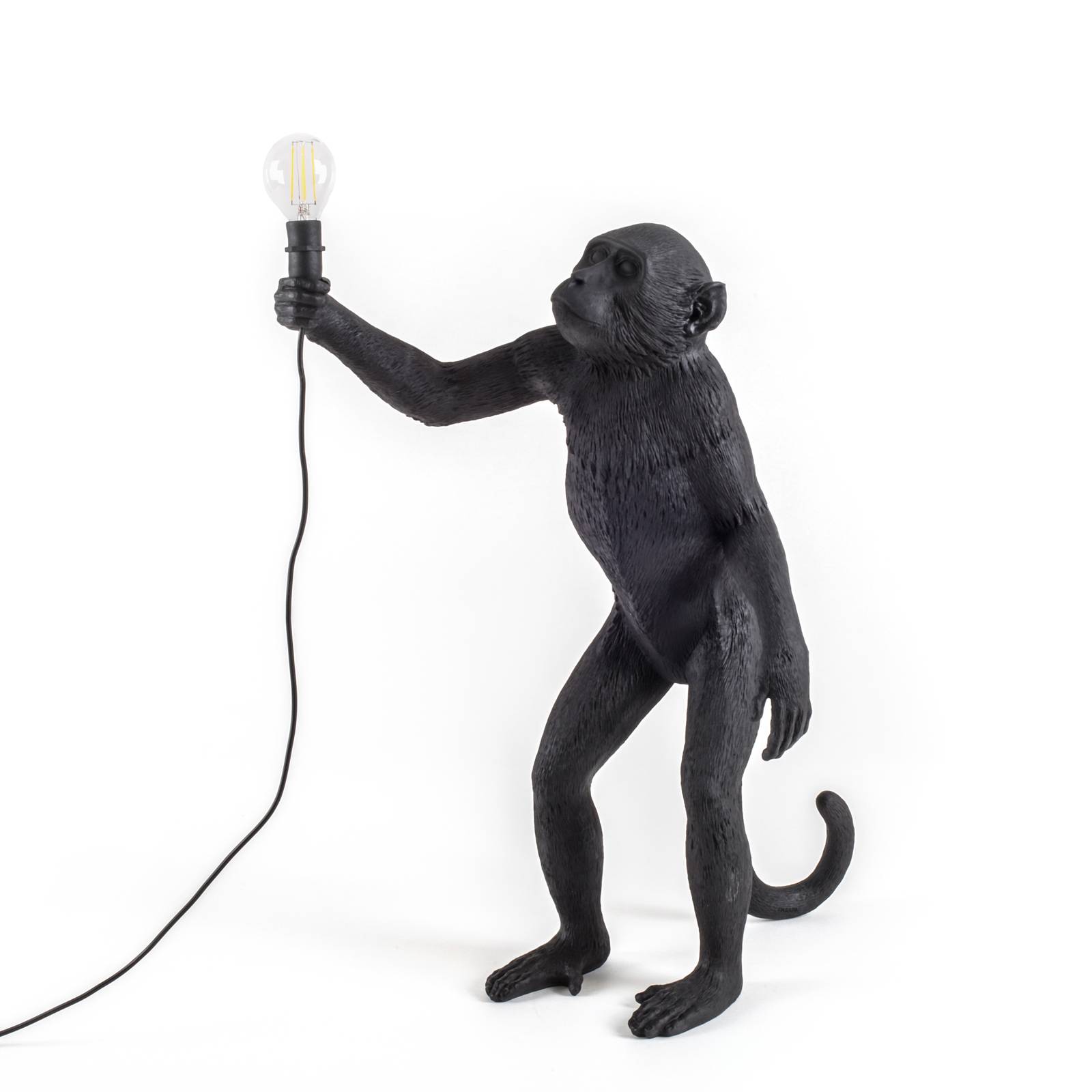 Lampe terrasse déco LED Monkey Lamp debout noir