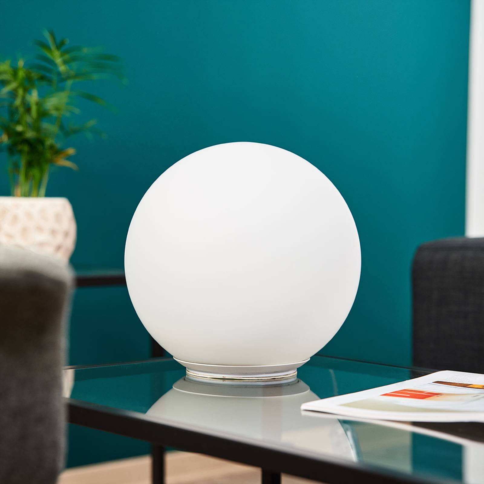 Okrągła szklana lampa stołowa Dioscuri, 25 cm