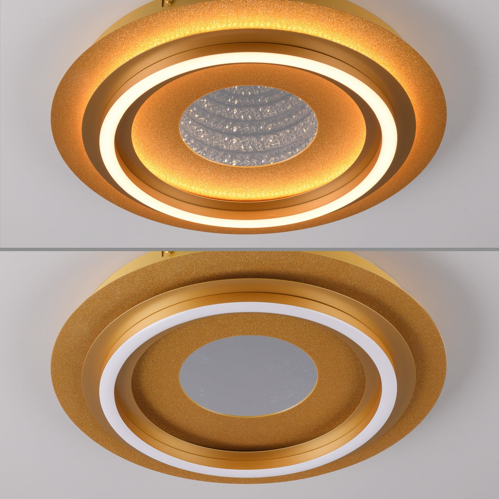 LED-loftlampe Cichio, mat guldfarvet, jern, 3.000 K