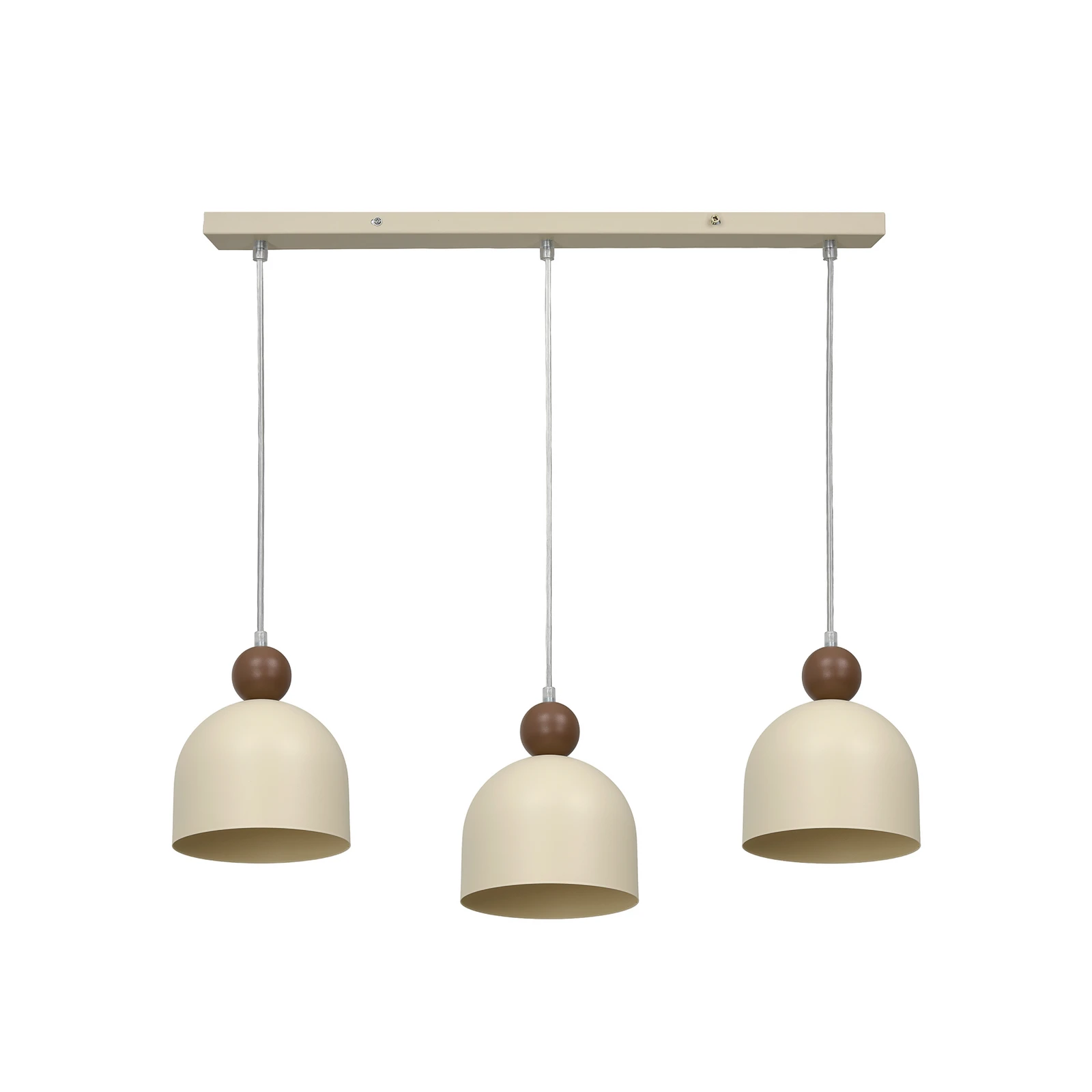 Hängelampe Timon, taupe/beige, Länge 60 cm, Metall, 3-flg.