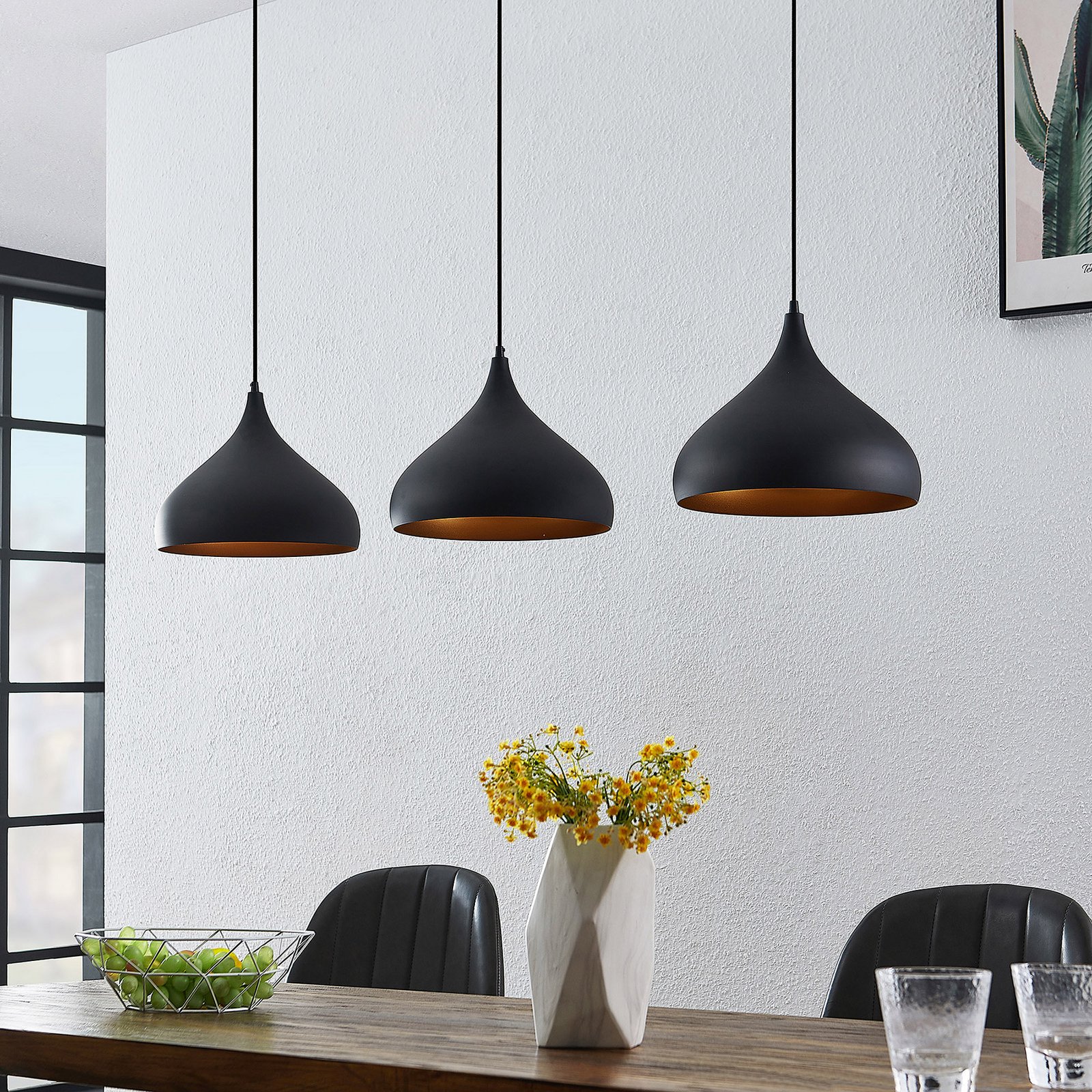 Elamira Pendant Black/Gold - Lindby