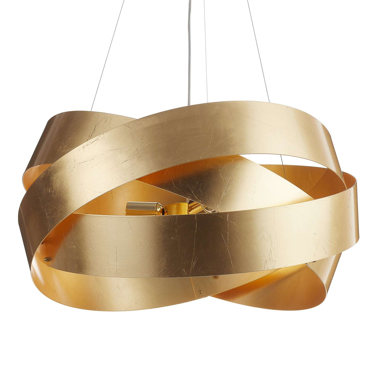 Lampa wisząca Pura z płatkowym złotem 60cm, 3x E27
