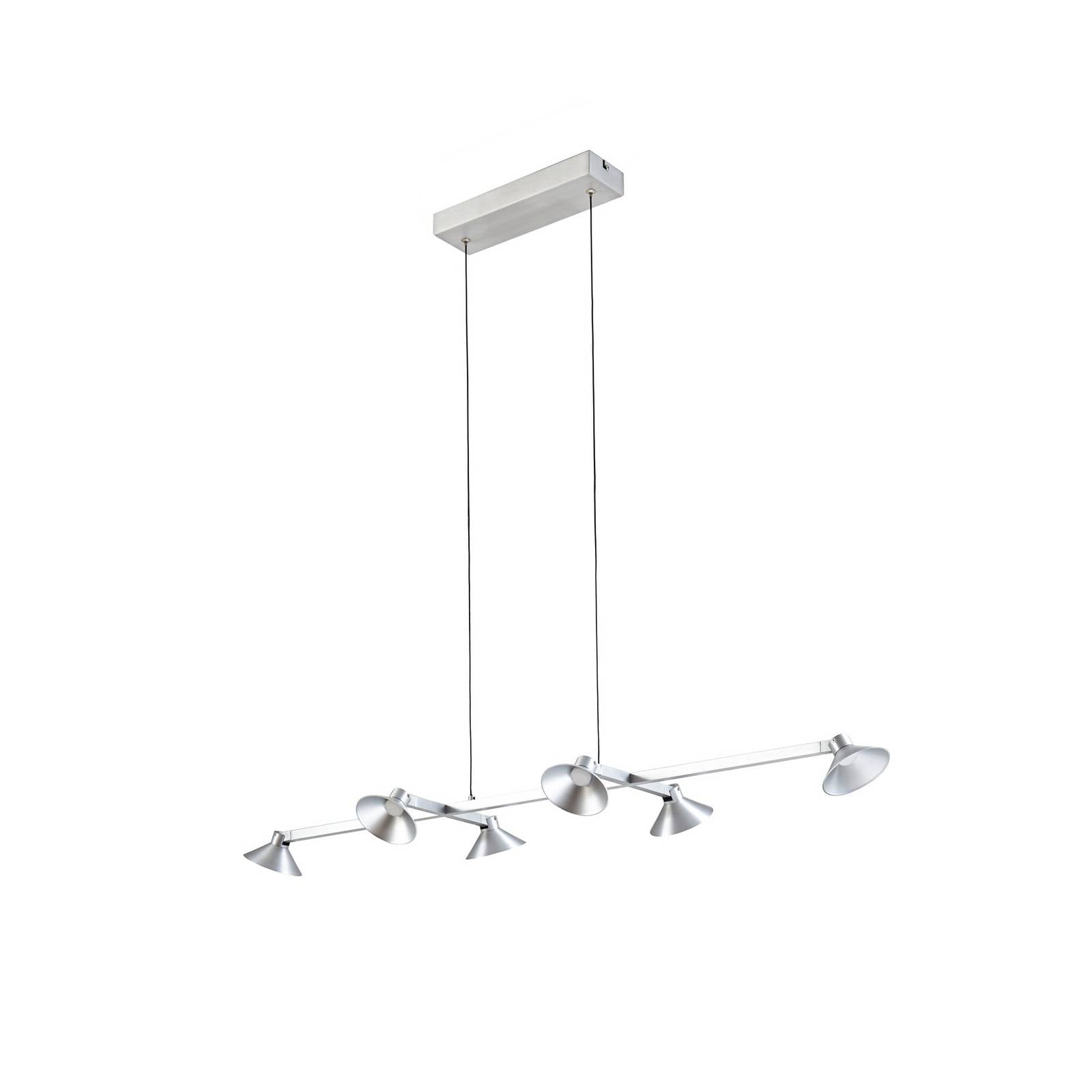 Lucande LED-Hängelampe Steve,  alu, 113 cm, 6-flg., dimmbar
