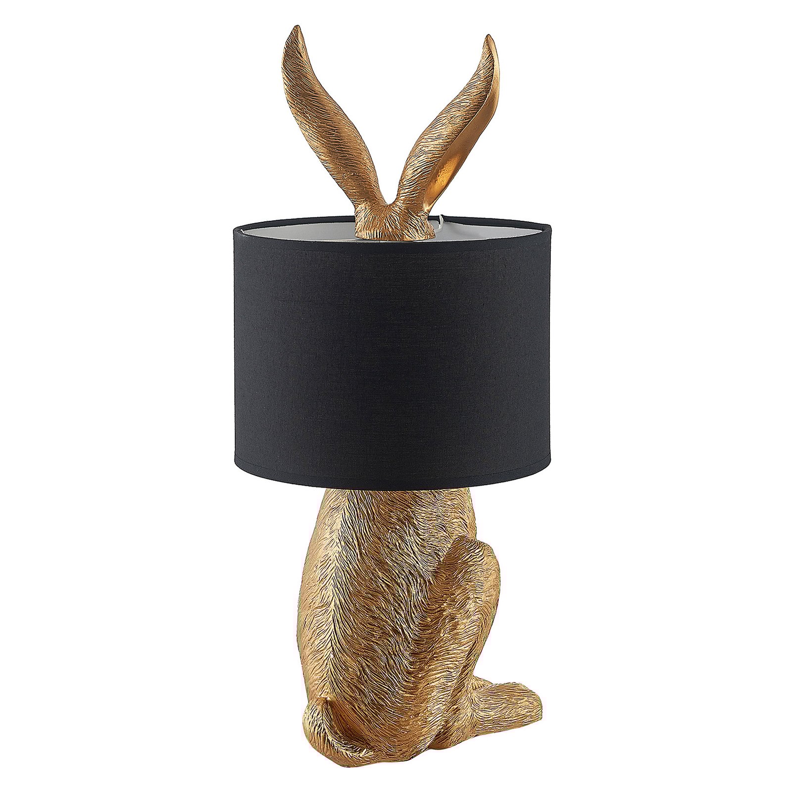 Lindby Lorentina fabric table lamp, rabbit, gold Lights.co.uk