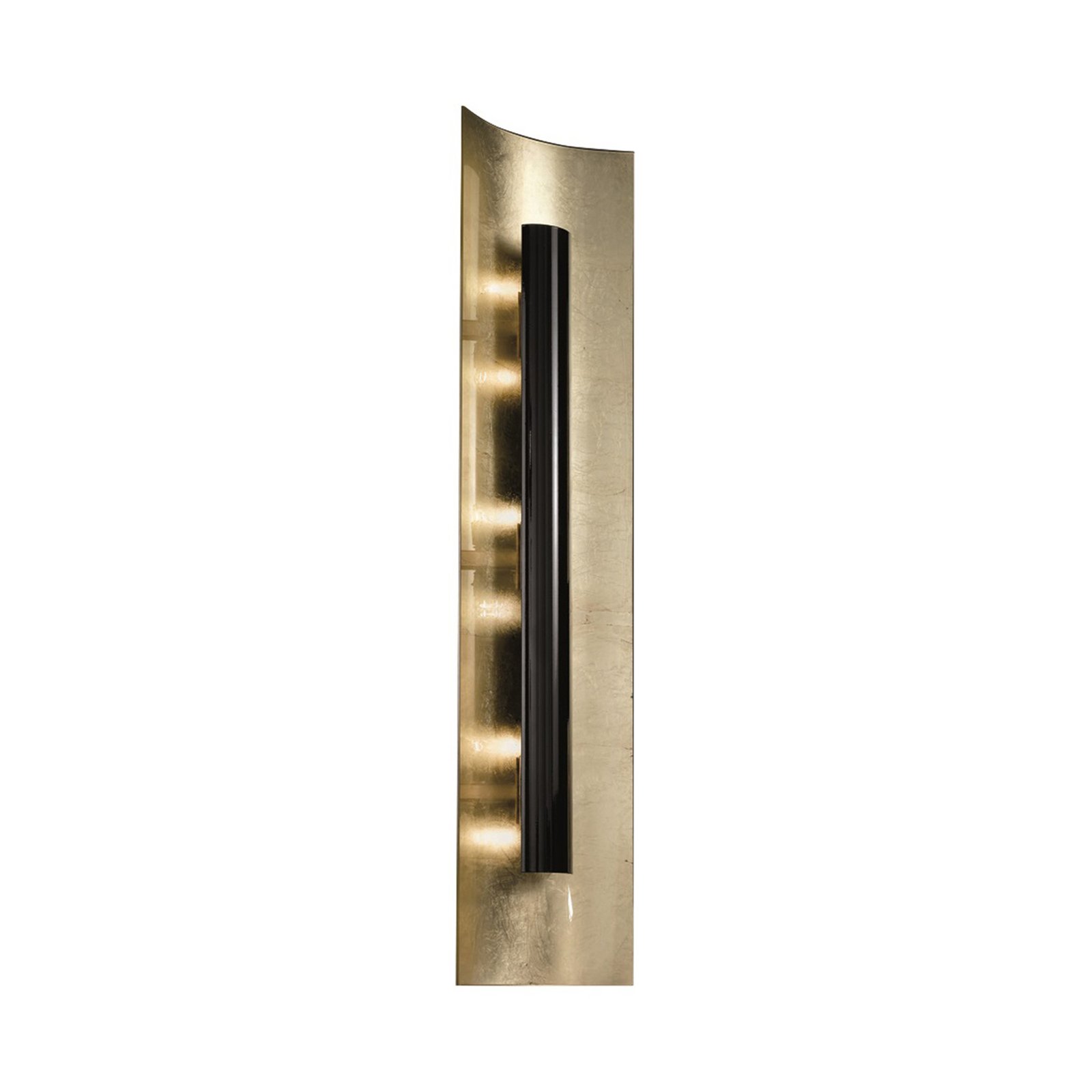 Aura Gold wall light, black shade, height 100 cm