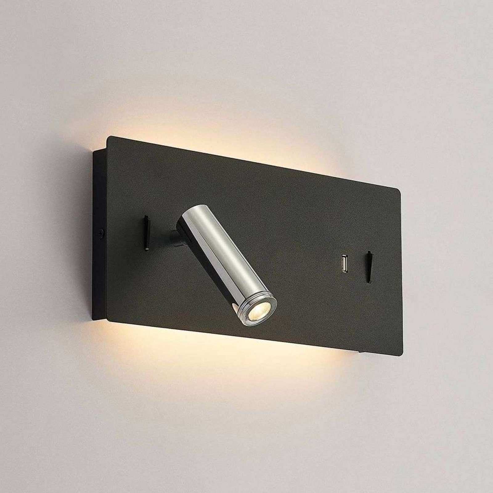 Kimo LED Square Aplică de Perete USB Black - Lucande