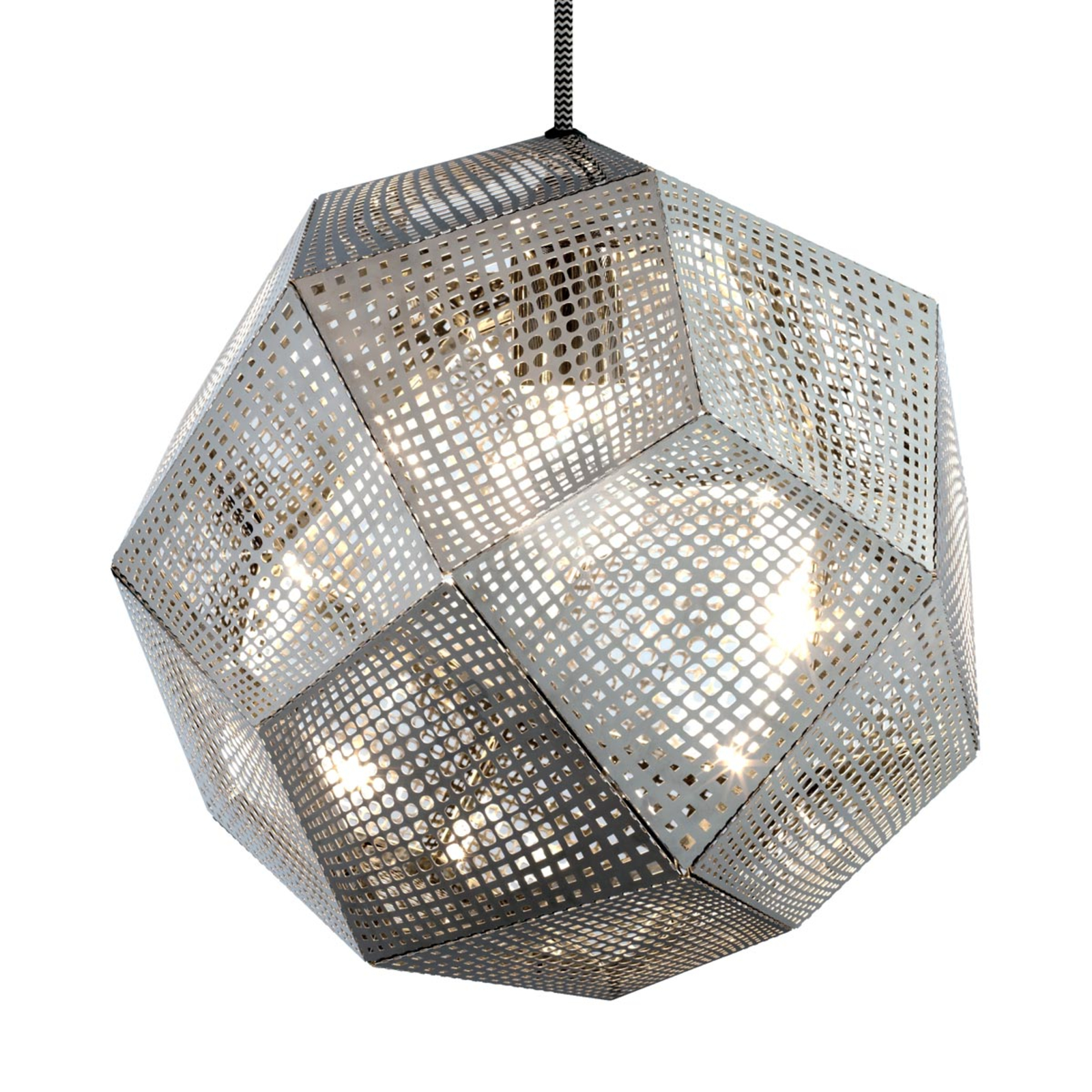 Tom Dixon Etch hanging lamp, stainless steel, for Living / Dining Room, aluminium, brass, E27, 42 W, energy efficiency: A++, H: 32 cm