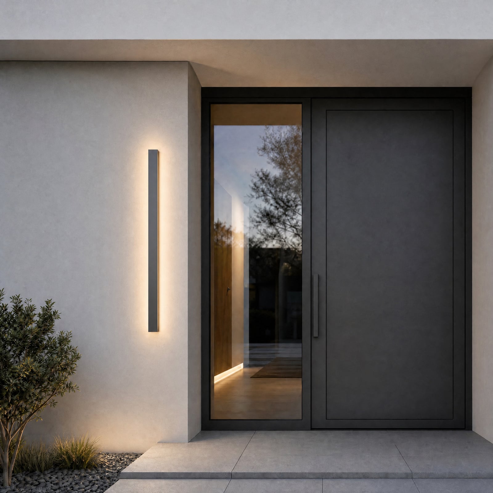 Lucande LED-vegglampe Lengo, 100 cm, antrasitt, opp/ned 3000 K