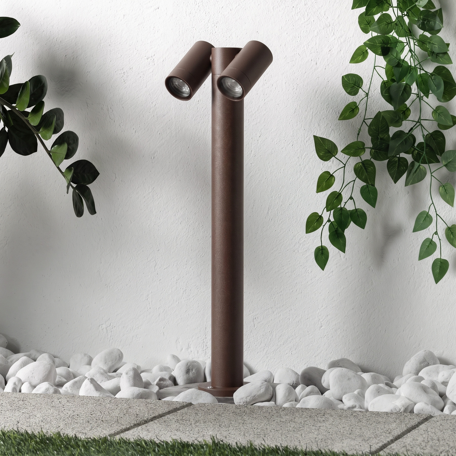PRIOS takų šviestuvas „Tulimar“, 2 lempų, 60 cm, rudojo metalo spalvos, IP65 PRIOS takų šviestuvas „Tulimar“, 2 lempų, 60 cm, rudojo metalo spalvos, IP65