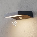 Lindby, applique d'extérieur LED solaire Maresia, détecteur, anthracite