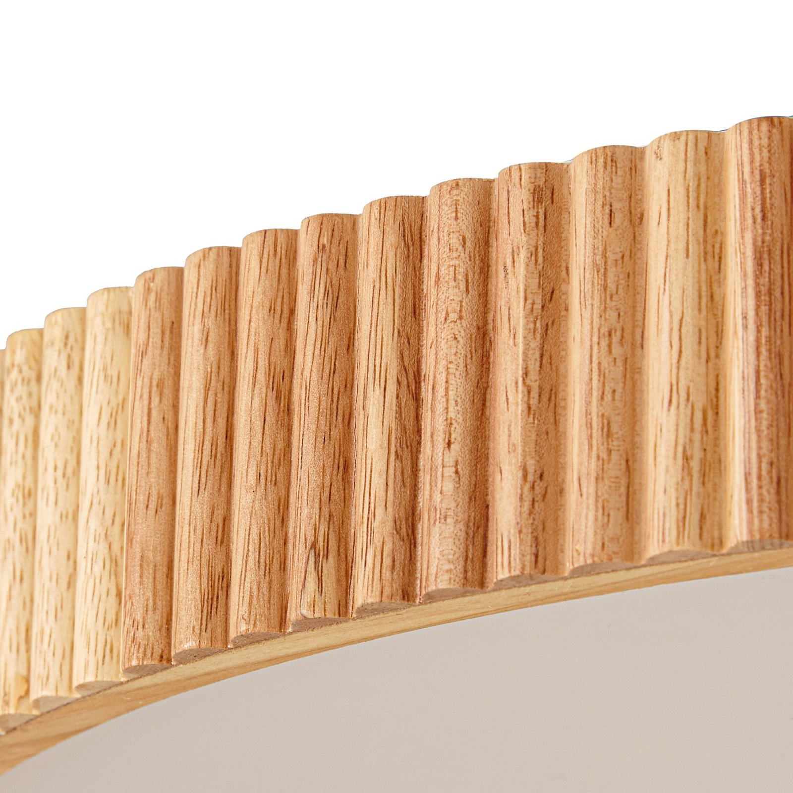 Lindby LED ceiling light Velua, white/light wood, CCT, Ø 50 cm