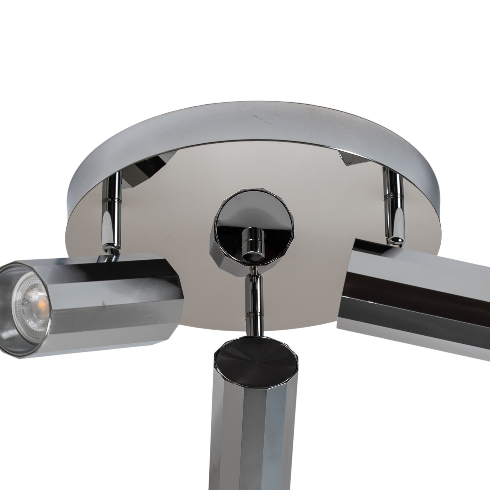 Deckenstrahler Oktano, chromfarben, Ø 35 cm, 3-flg., Metall