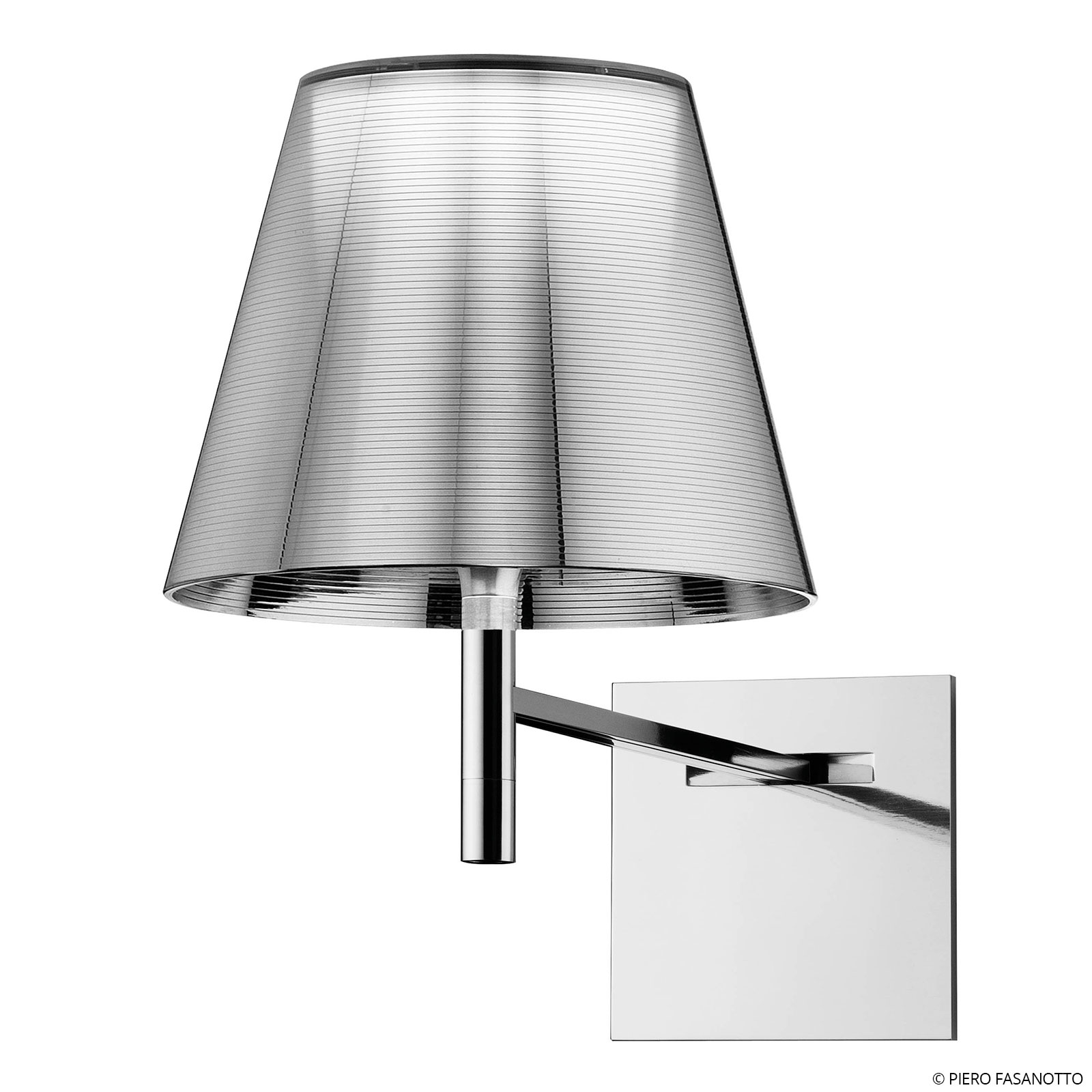 Flos FLOS KTribe F1 wall light metallic silver, for Living / Dining Room, PMMA, polycarbonate, aluminium, E27, 100 W, energy efficiency: A++, H: 35 cm