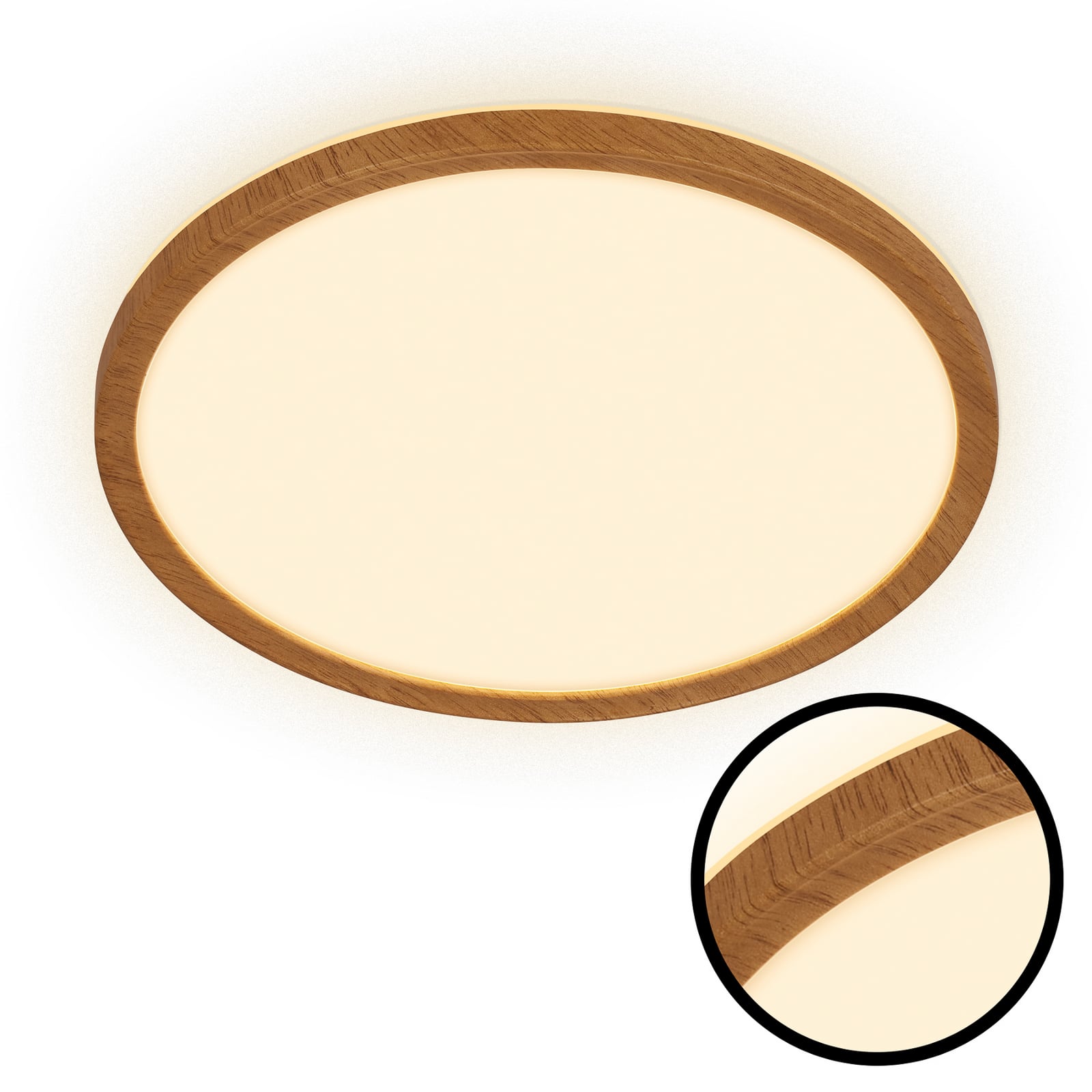 LED-taklampa Tava Wood, Ø 29 cm, plast, 3 000 K