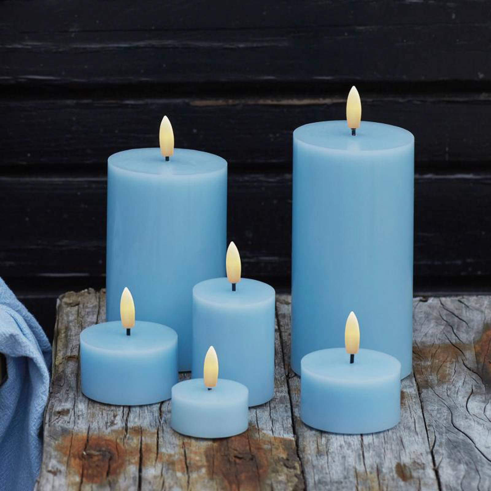 LED-Kerze Sille, blau, Höhe 13 cm, Wachs, Batteriebetrieb günstig online kaufen