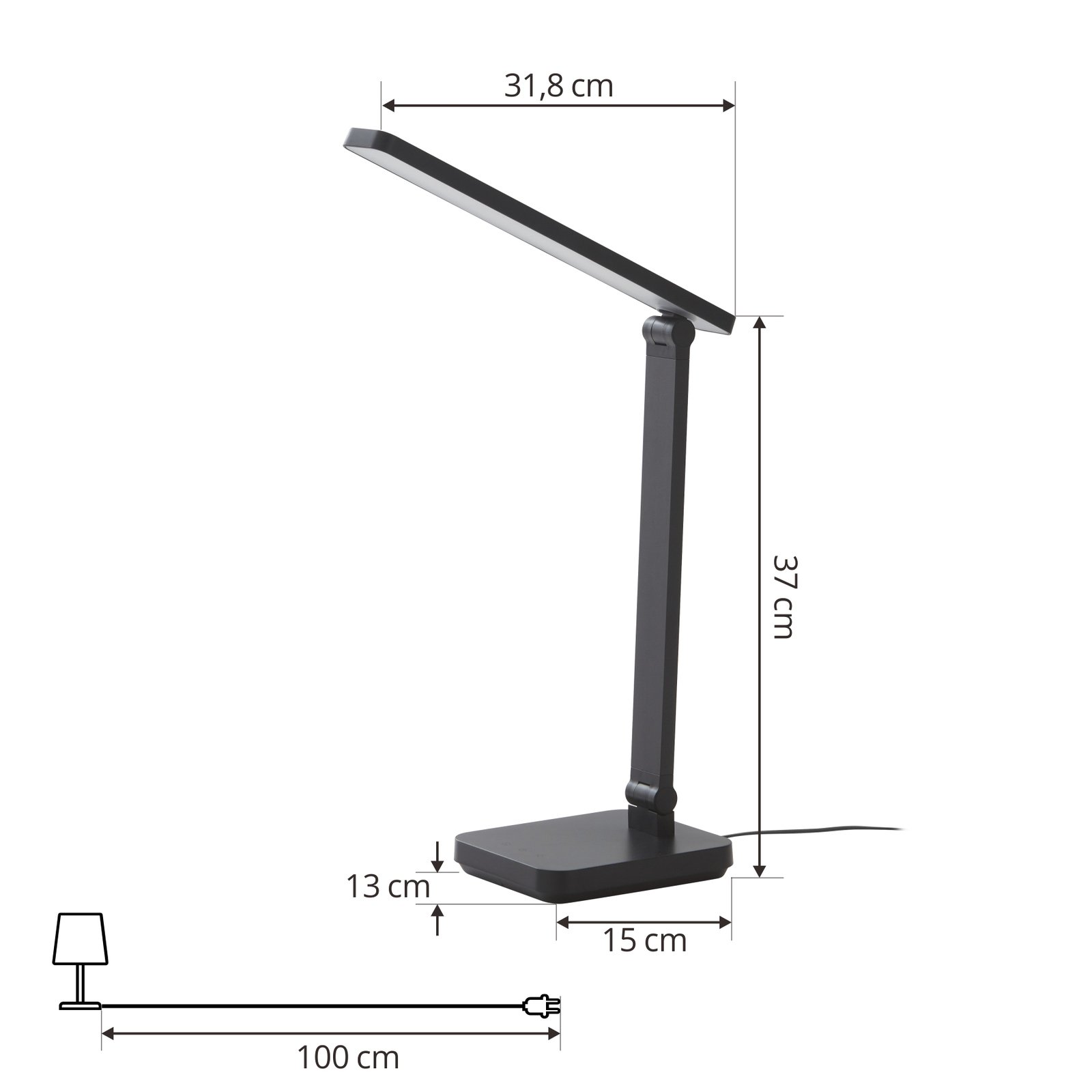 Lindby LED-es újratölthető asztali lámpa Rylas, fekete, USB, CCT