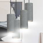 Joni textile pendant light 4-bulb round grey-gold