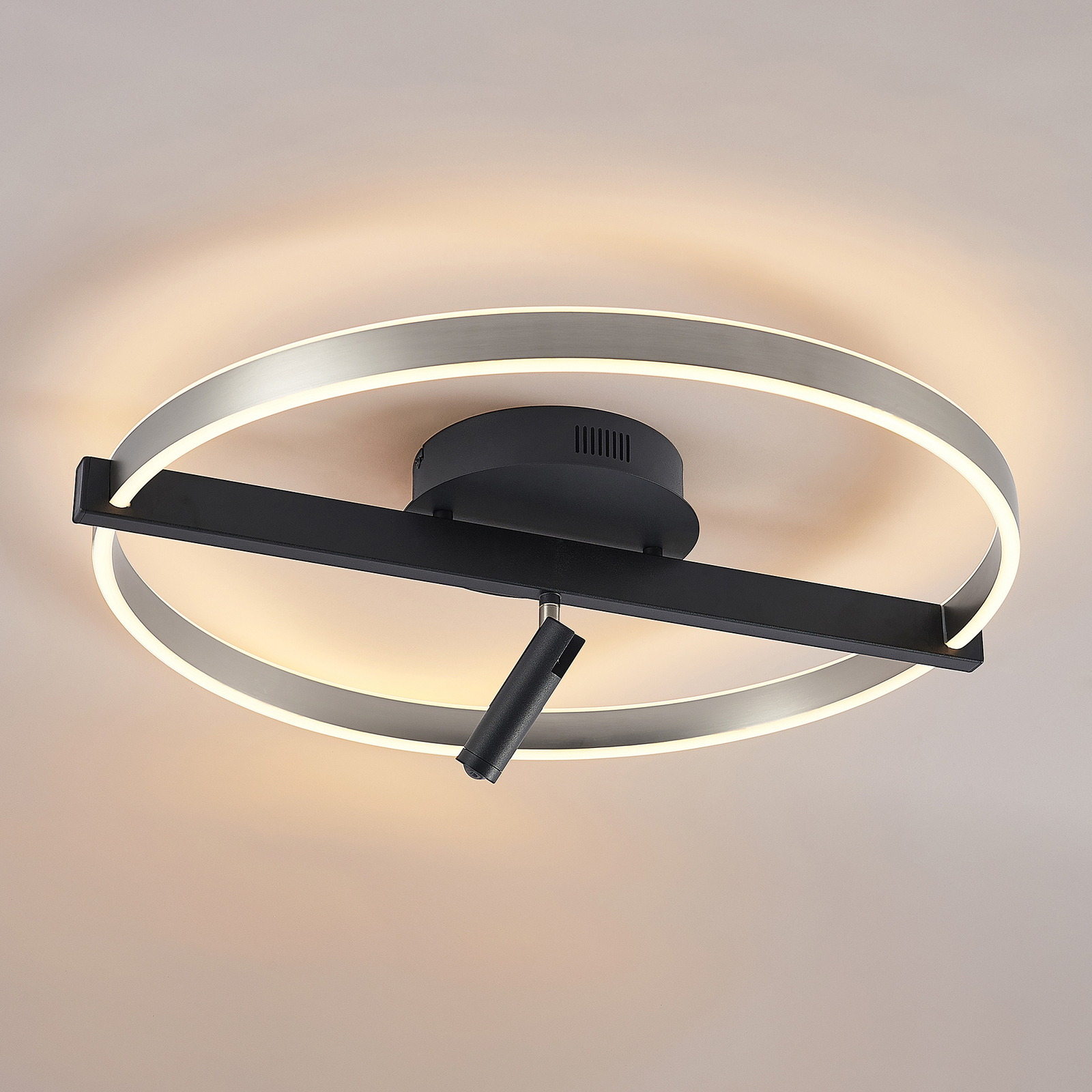 Lucande Matwei -LED-kattovalo, pyöreä, nikkeli