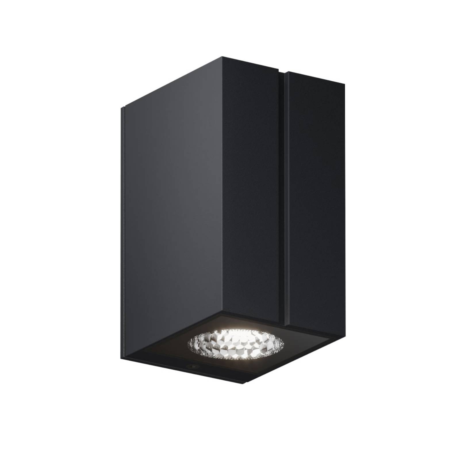 IP44.de Cut one LED outdoor wall light, deep black, powder-coated cast aluminium, security glass, 8 W, W: 6.5 cm, H: 11.5 cm