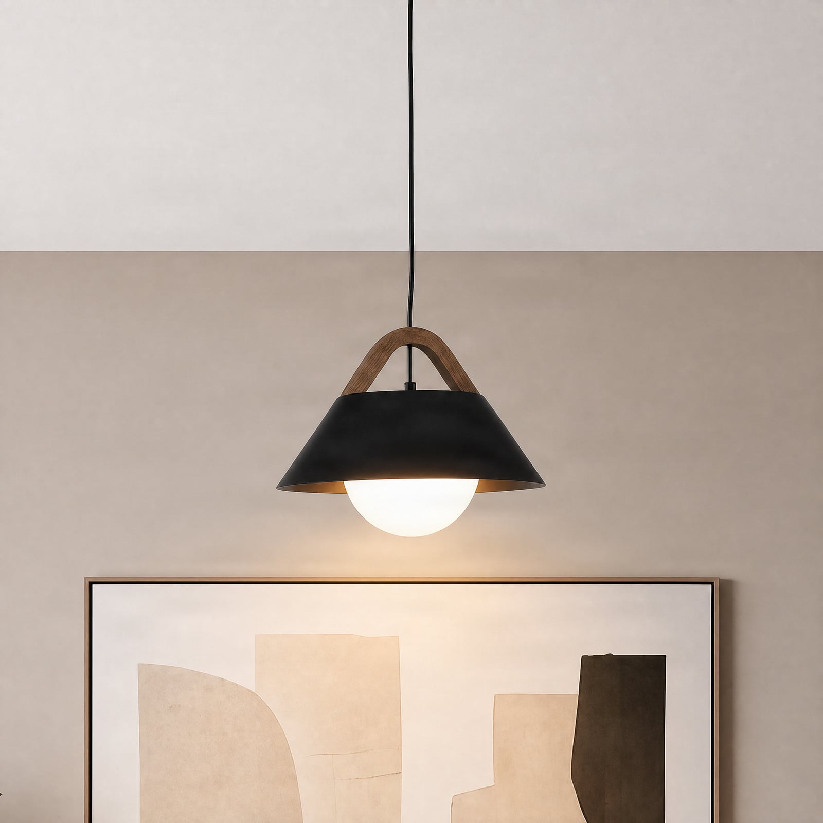 Hängeleuchte Funda, schwarz, Ø 30 cm, 1-flammig, Metall/Glas