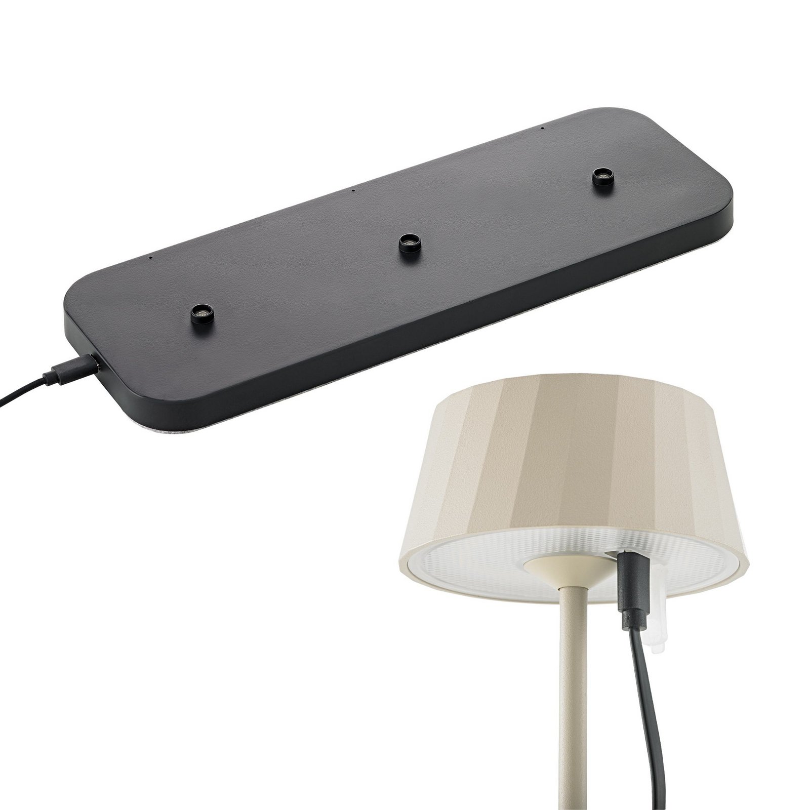 LED újratölthető asztali világítás Facetta, 3 db-os szett, bézs, 22 cm, IP44