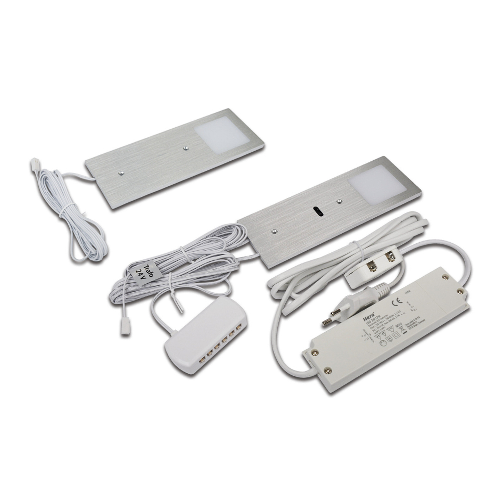 LED-Unterbaulampe Eco-Pad F 2x-Set 4.000K alu
