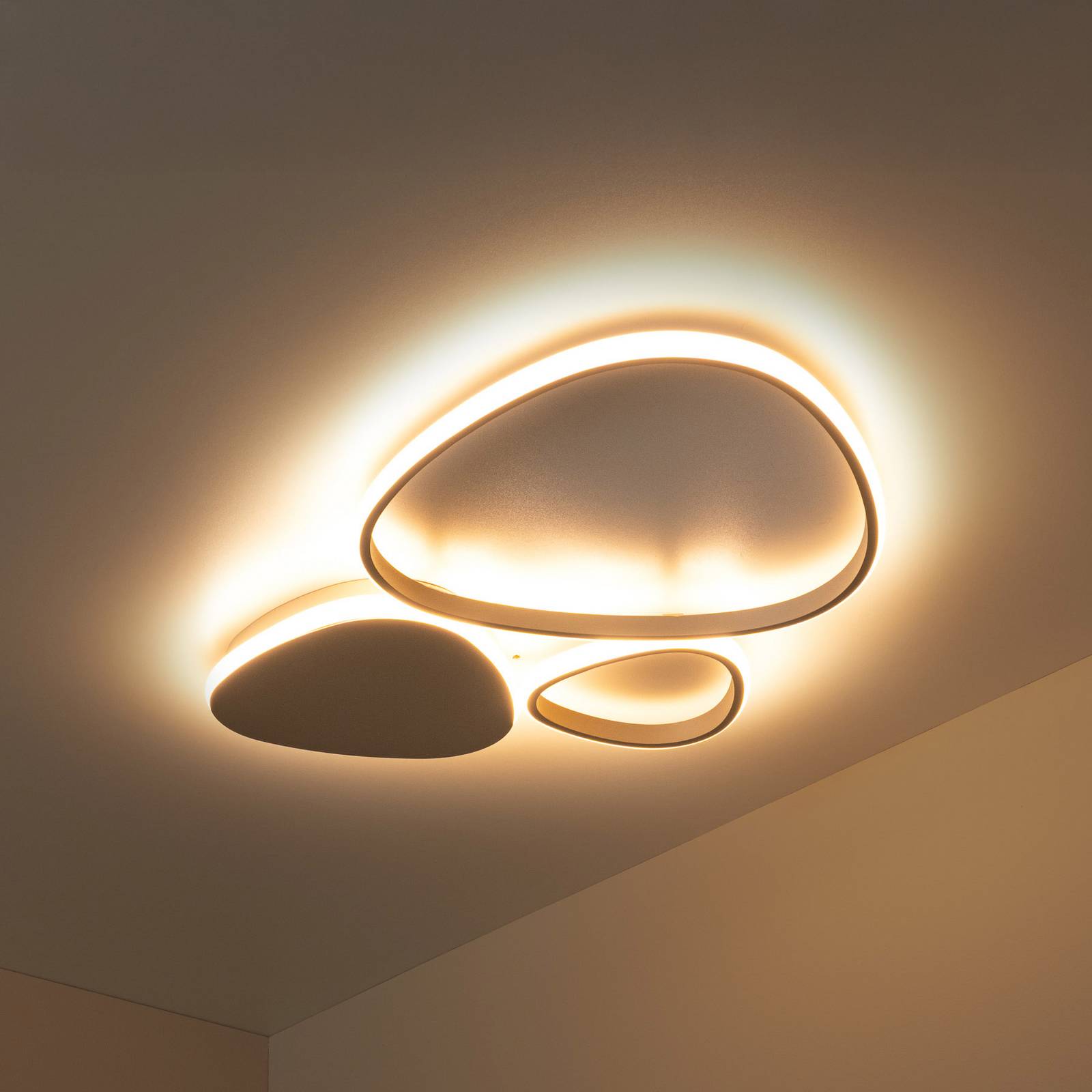 LED-Deckenlampe Samling, Länge 62 cm, taupe, Metall günstig online kaufen