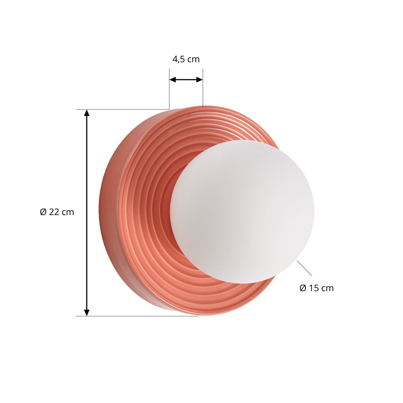 Harriet-seinälamppu, oranssi/valkoinen, keramiikka, halkaisija 22 cm, G9 - Harriet-seinälamppu, oranssi/valkoinen, keramiikka, halkaisija 22 cm, G9 -