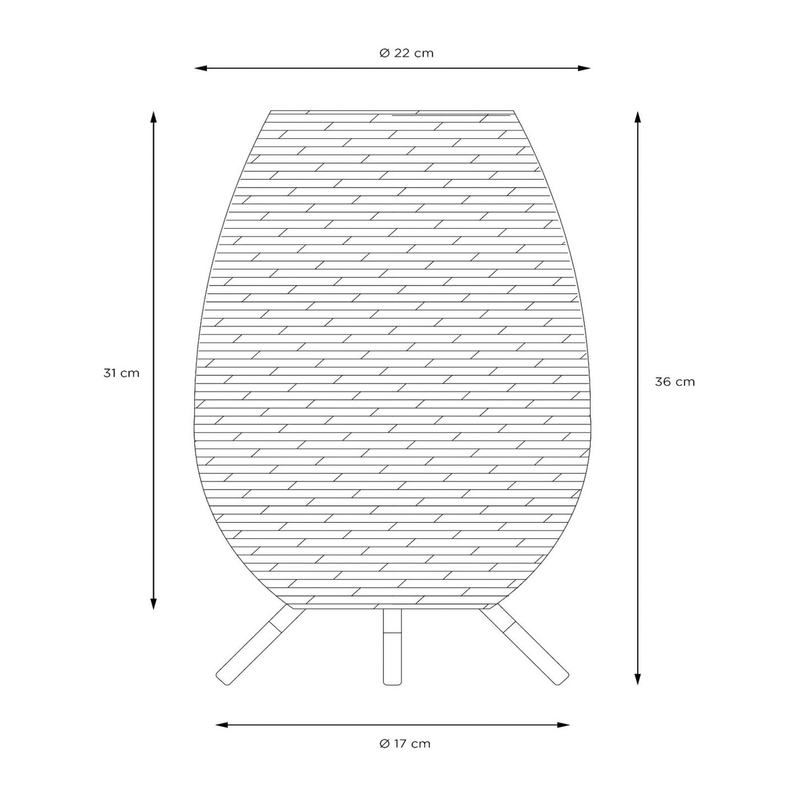 Candeeiro de mesa de exterior Colin LED, bateria recarregável, 36 cm, preto