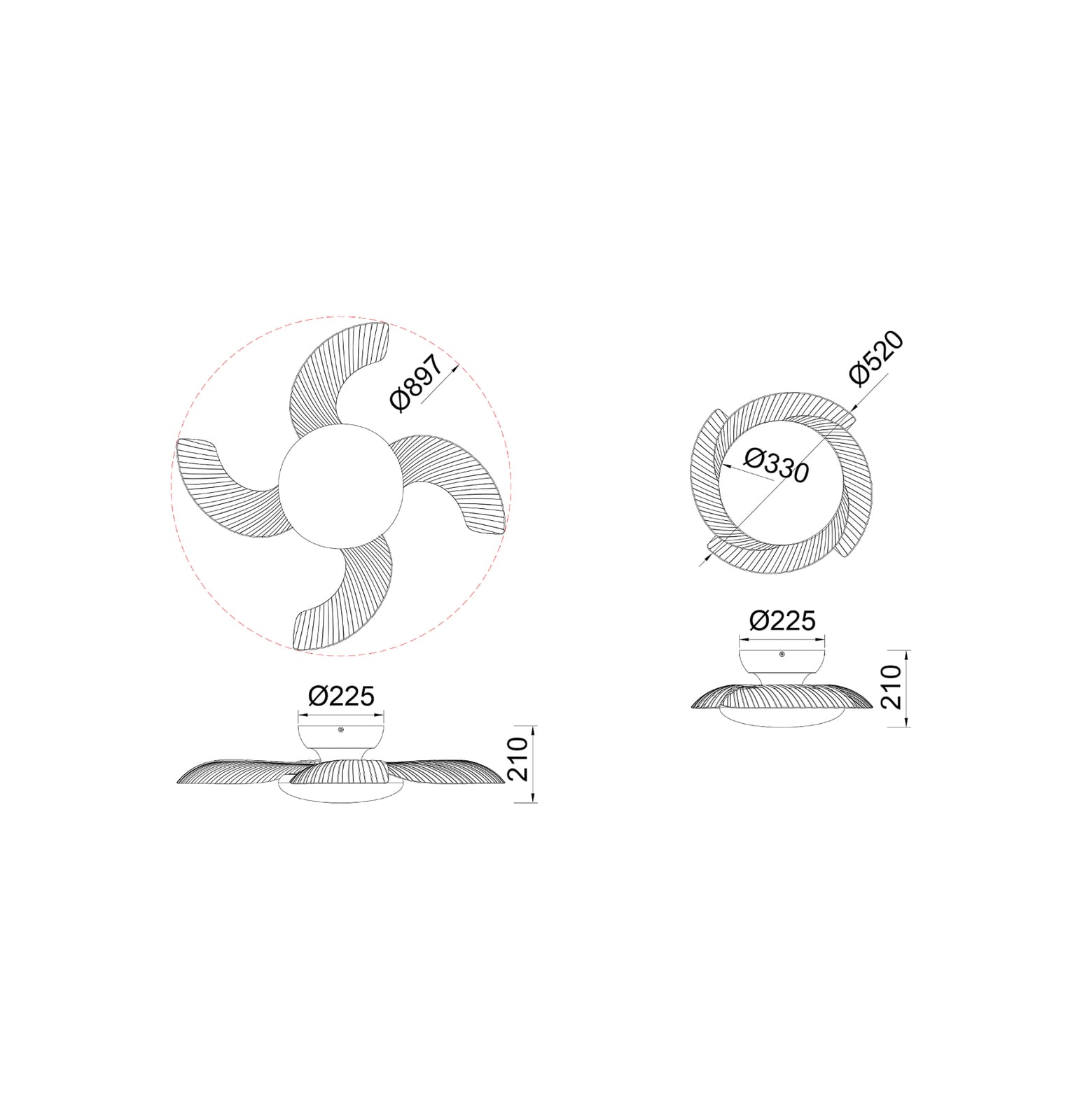 Aloha LED-Deckenventilator weiß DC-Motor leise CCT - Mantra