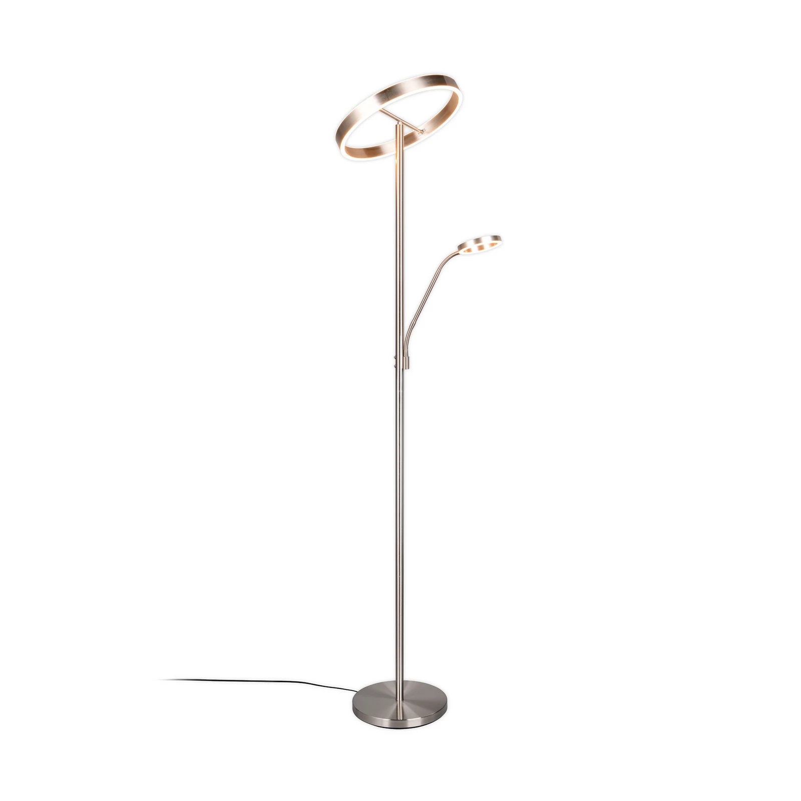Lampe sur pied LED Willis, nickel, hauteur 180 cm, métal CCT variateur