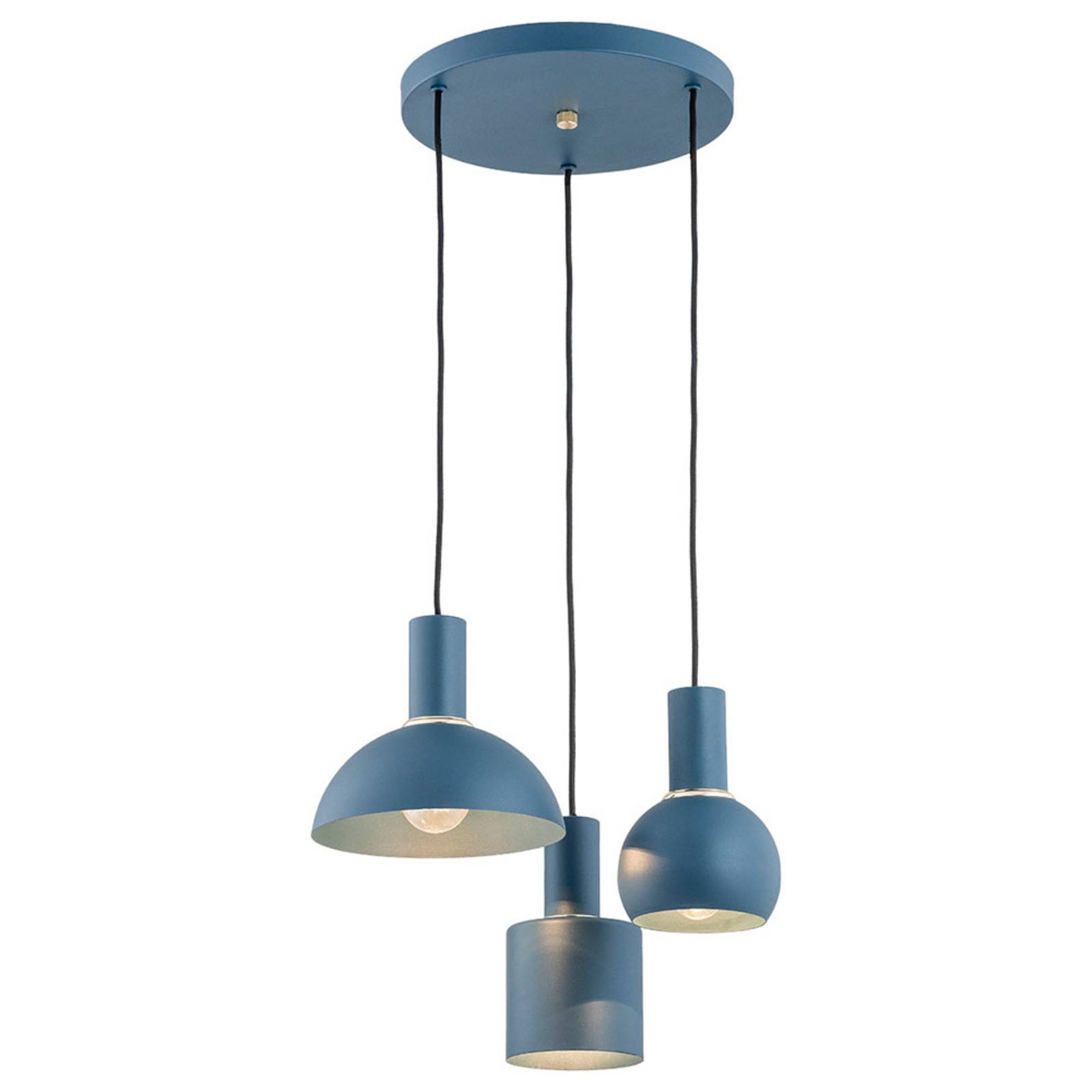 Hanglamp Selma, 3-lamps, blauw