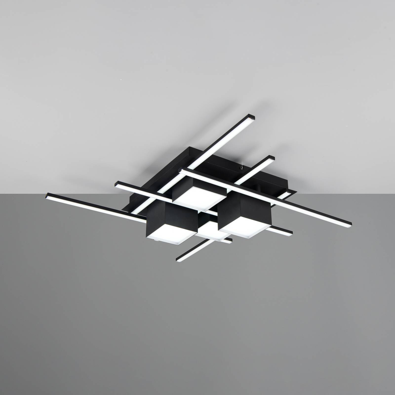 LED-Deckenlampe Roger, schwarz matt, Metall, CCT, Fernbed. günstig online kaufen