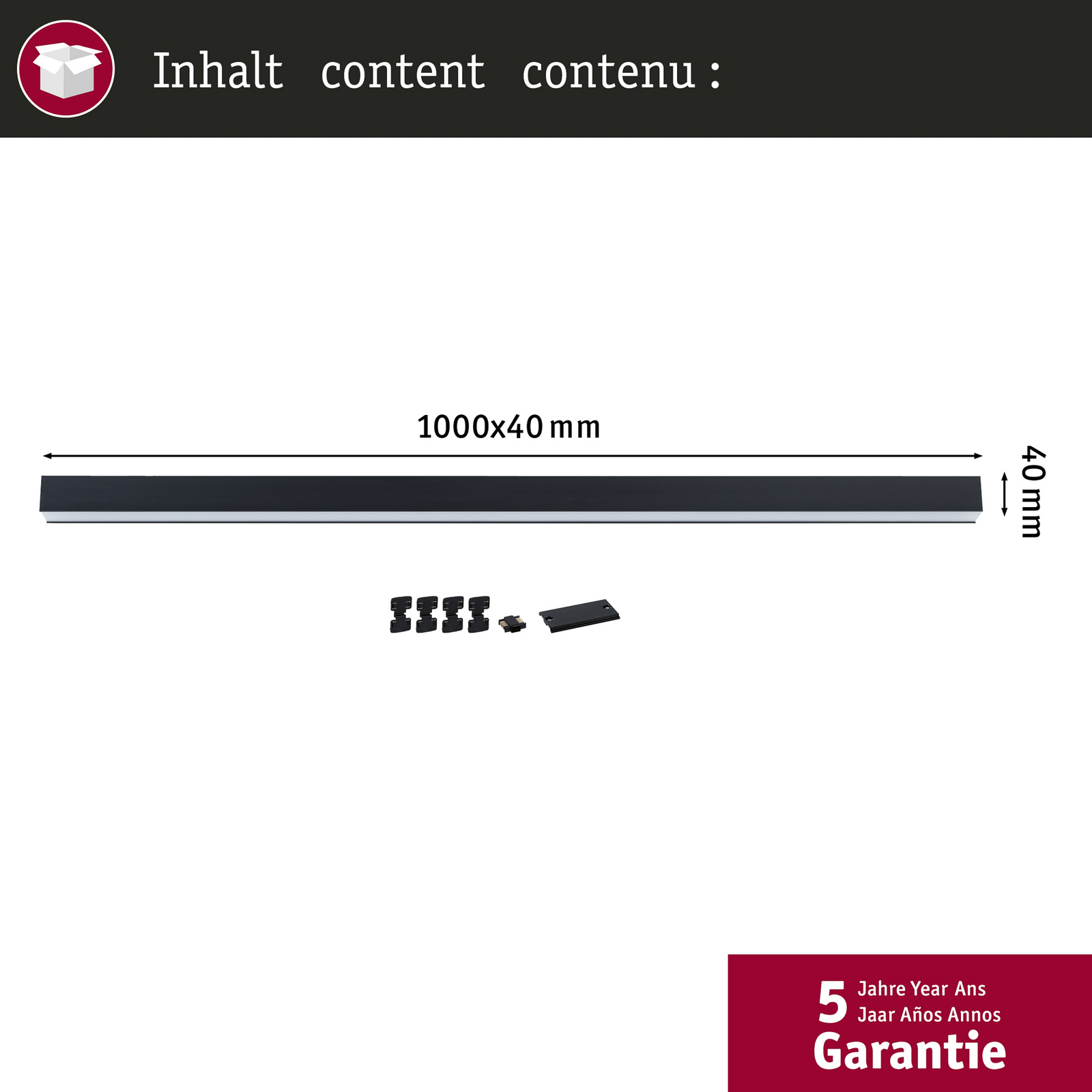 Paulmann Linion black batten light, 1 m, master transformer on/off Paulmann Linion black batten light, 1 m, master transformer on/off