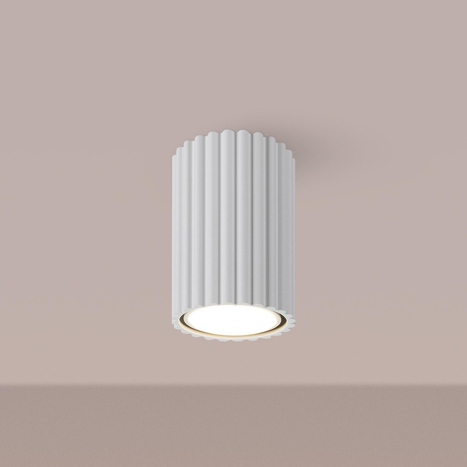 Lampa sufitowa Carbon, biała, wysokość 10 cm, aluminium