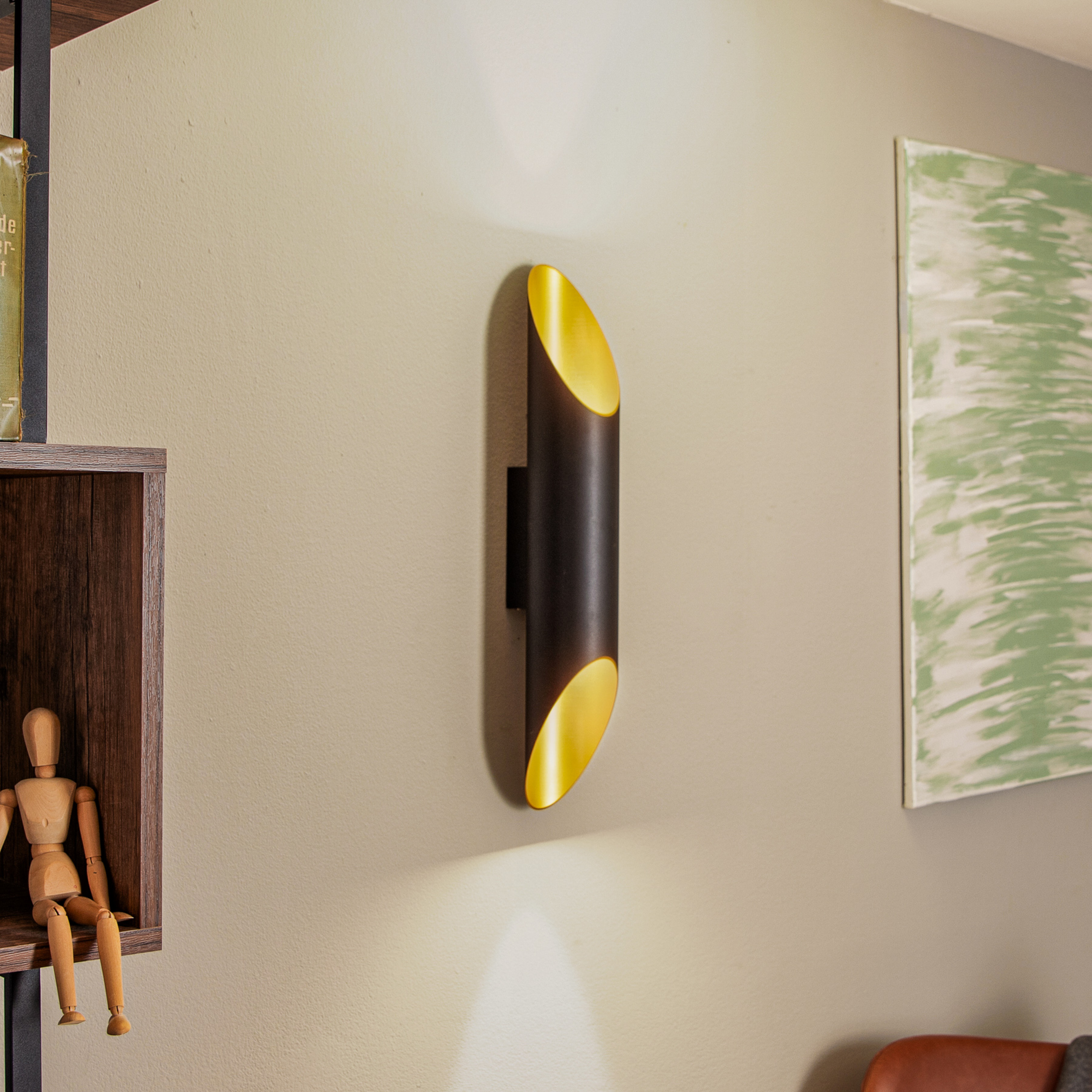 BEGA Studio Line φωτιστικό τοίχου κομμένο 28W μαύρο / ορείχαλκο