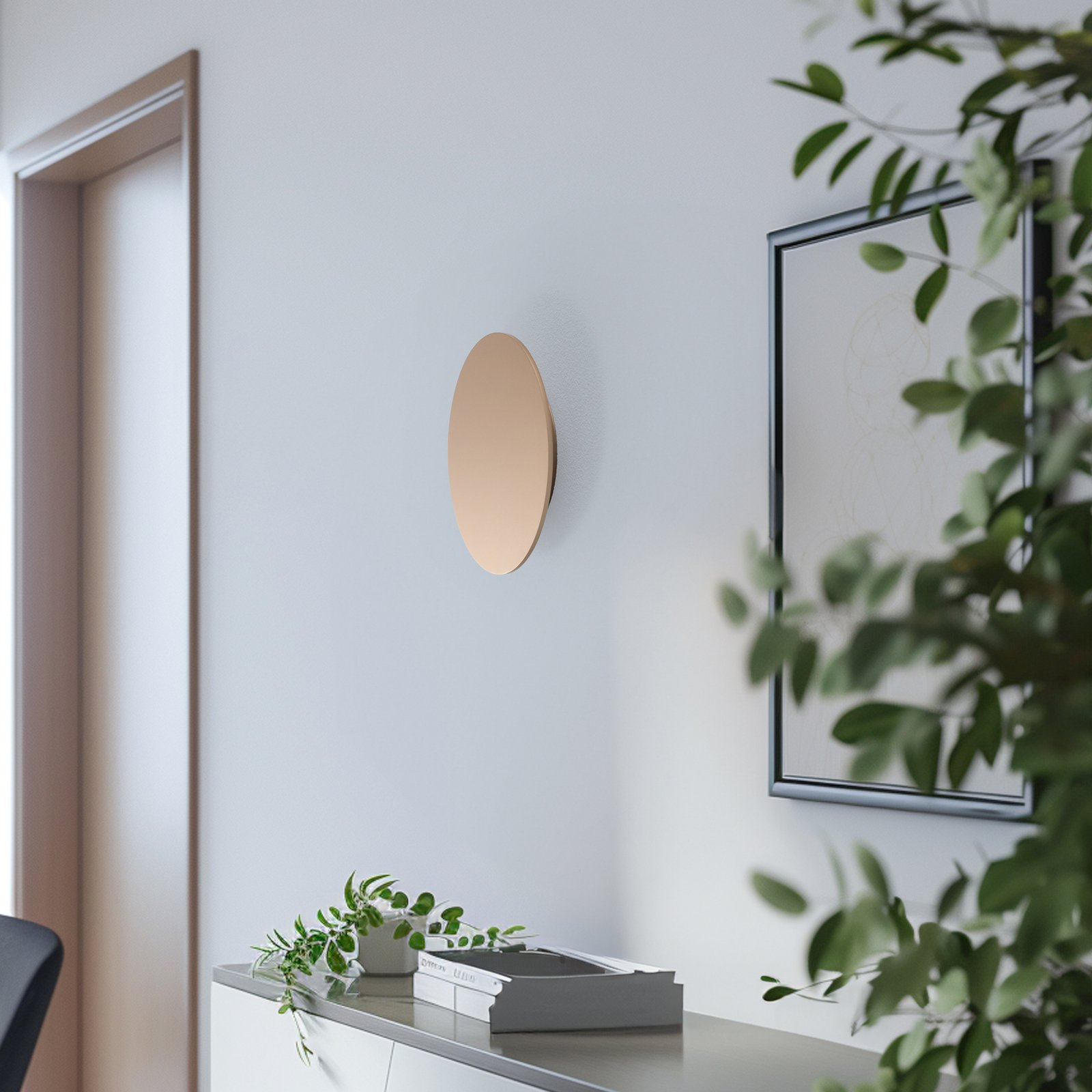 LED-seinävalaisin Orios Plus, kulta, Ø 30 cm, teräs