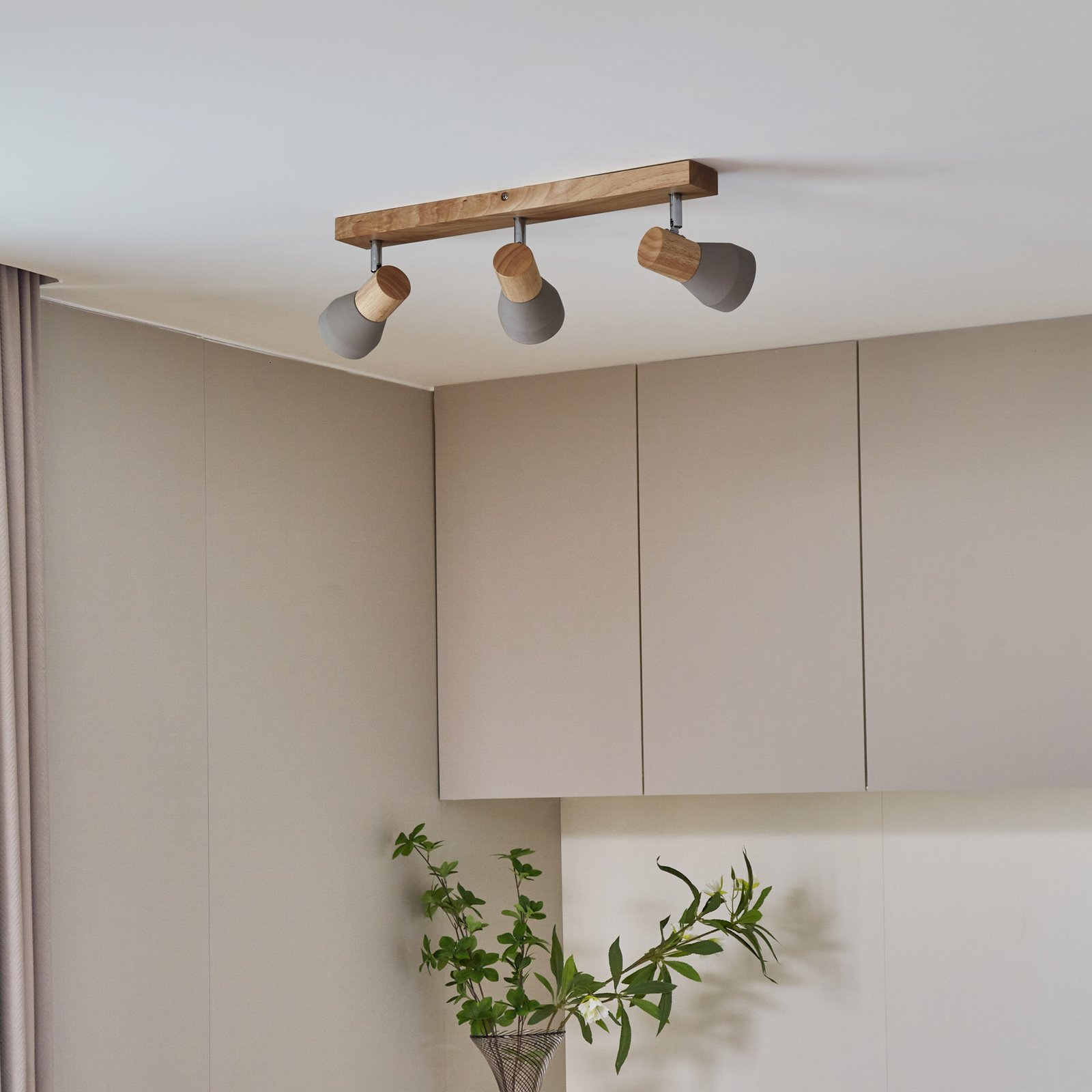 Filiz 3 Deckenleuchte Concrete/Wood - Lindby
