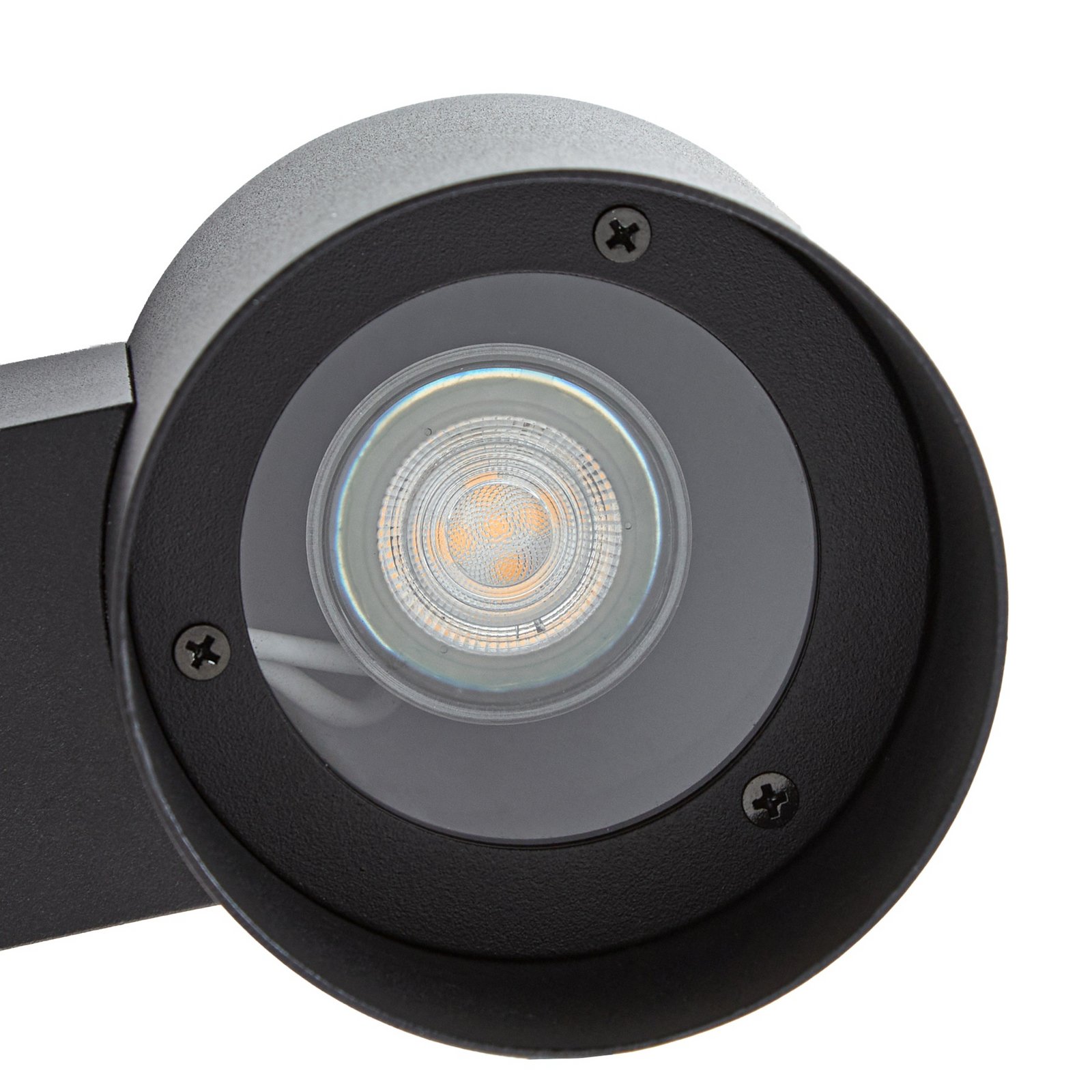 Lindby Außenwandleuchte Lupil, schwarz, Metall, GU10, IP44